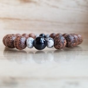 Men's Beaded Bracelet, Wood Bracelet